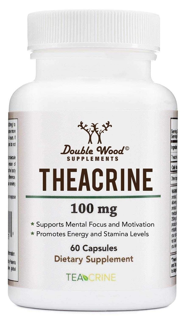 Theacrine(Teacrine) 100 Mg、60カプセル - エネルギーとフォーカスサプリメント(カフェインピルに類似するが、より微妙で長持ちする)非GMOとグルテンフリーのダブルウッド