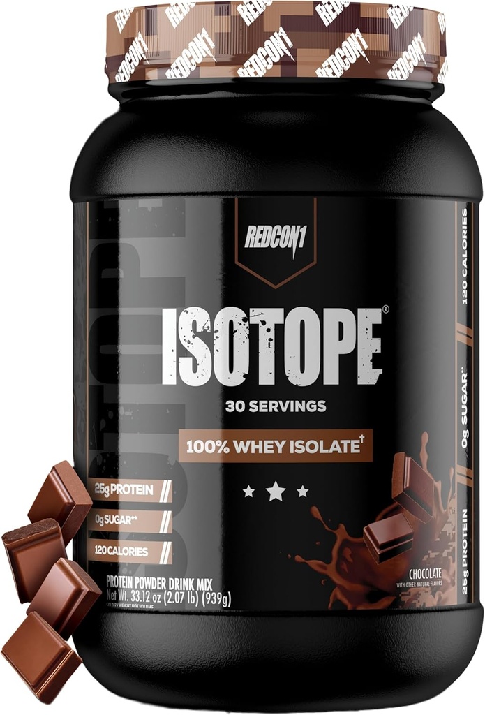 REDCON1 Isotope 100% ウィーアイソレート、チョコレート - Keto フレンドリー ウィープロテインパウダー - 低炭水化物 + ゼロ追加砂糖 ウィープロテイン アイソレート - Keto Protein Powder (30 サービング)