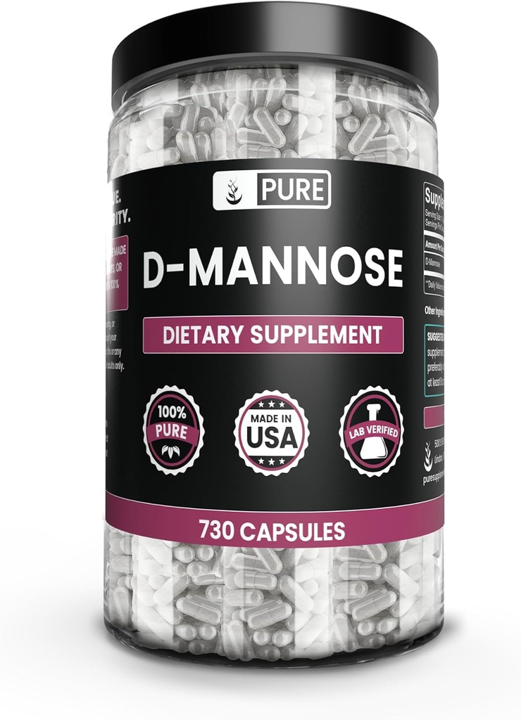 ピュアの元のINGREDIENTS D-Mannose (730のカプセル)マグネシウムか米の注入口無し、常に純粋な実験室は確認しました