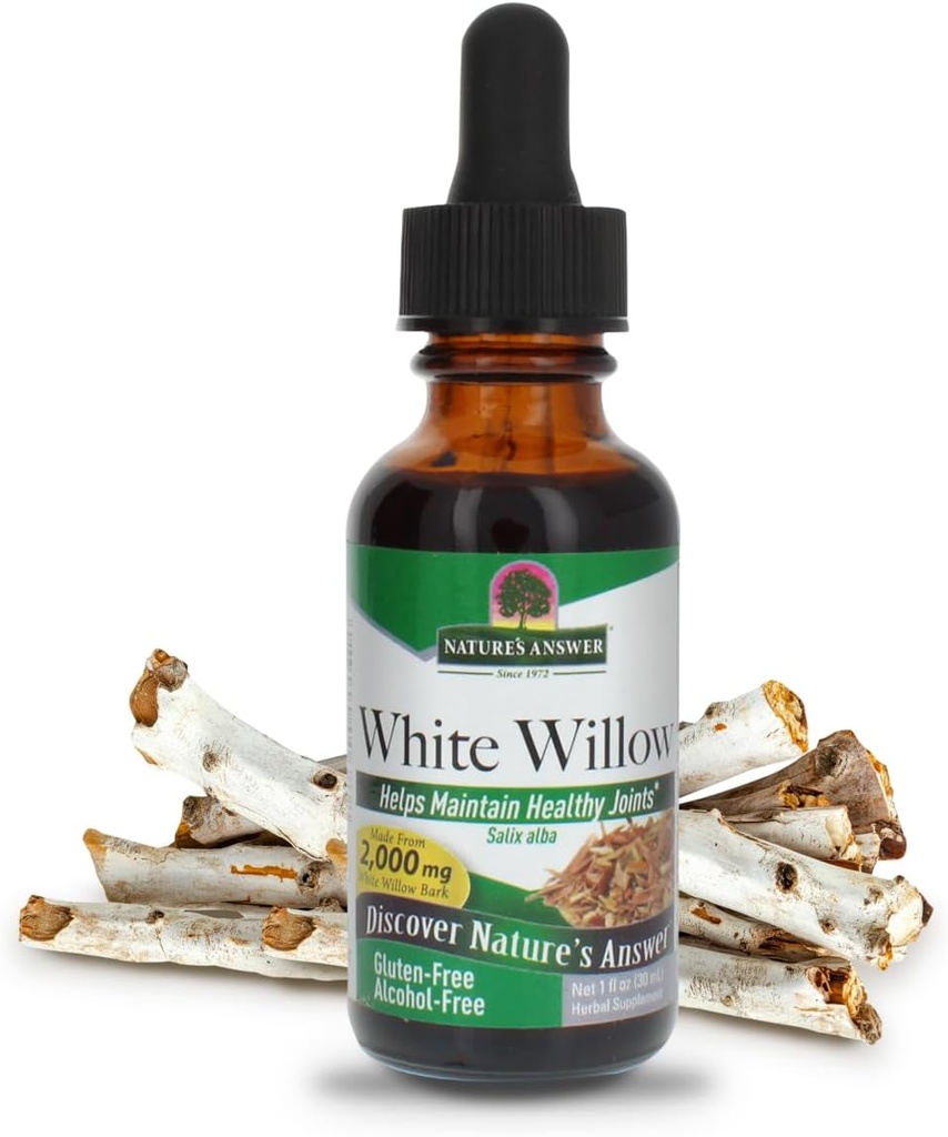 Natures Answer White Willow Bark Extract 1 Ounce - アルコールフリー、非GMO、グルテンフリー、ベジタリアン - ジョイントサポートと機能のための毎日のサプリメント - アメリカ製、オーガニックホワイトウィローバーク
