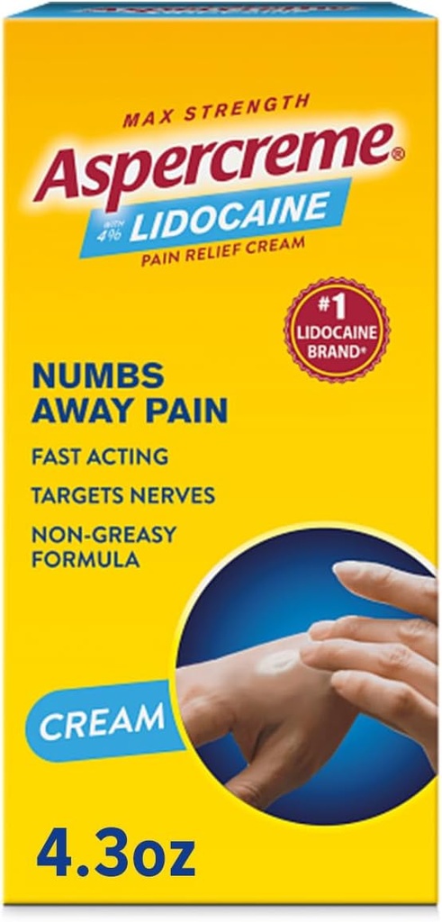 Aspercremeのリドカインの痛みの救助のクリームはMax-Strength 4%のリドカイン及び保湿のアロエ、4.3 OzのNumbingのTopicalの鎮痛剤を凝らしました。