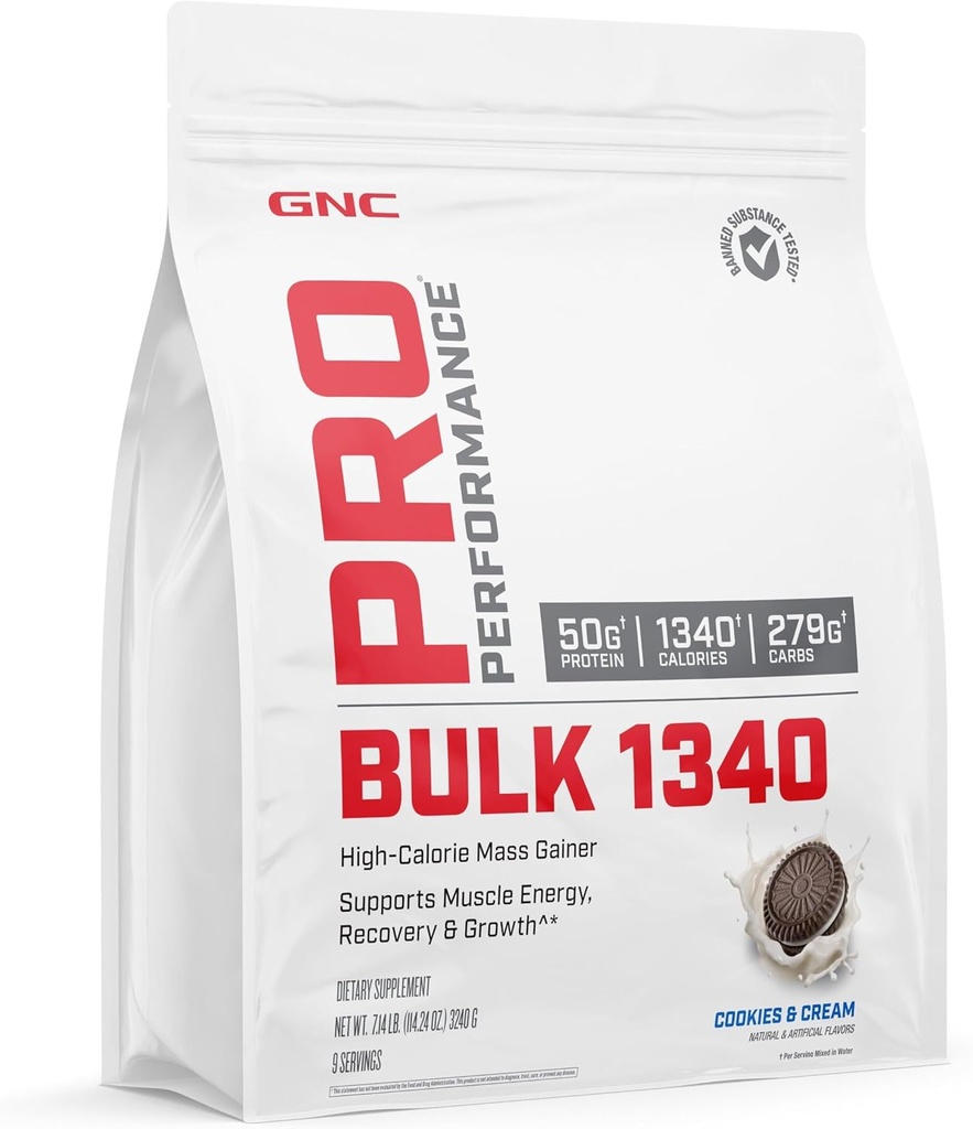 GNCのプロ パフォーマンスのバルク1340の固有利な蛋白質の粉、50gのグルテンフリー、Whey、クレアチン、BCAAの3rd党は、筋肉回復及び成長、微量栄養素、クッキーおよびクリーム、9のサービングをテストしました