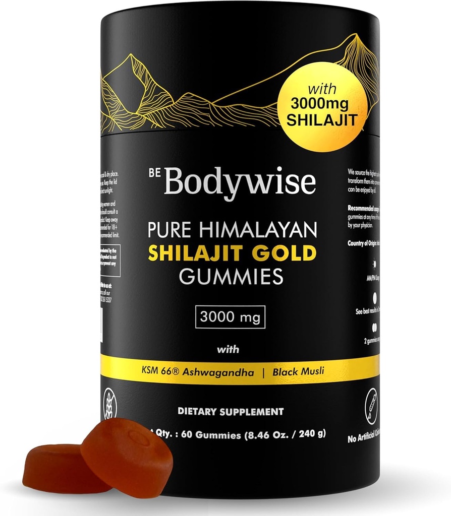 体力的に純粋なヒマラヤシラジット グミイズ ゴールド I ラボテスト 追加された砂糖 I ashwagandha、Gokshura|フルヴィク酸&85 + 男性のためのミネラルをトレース, 女性 I 非 GMO I 100% ナチュラル&オーガニック I 60 グミ