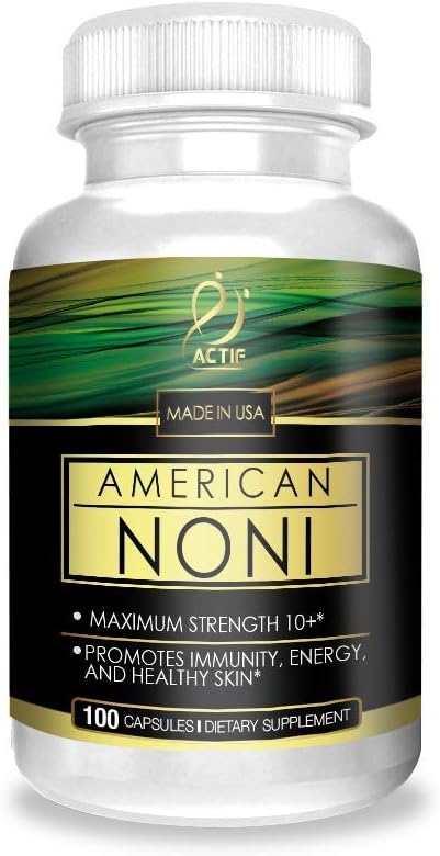 Actif Organic Noniの最大強度 - 米国で作られた100%ナチュラルハワイアンNoni、非GMO、100カウント
