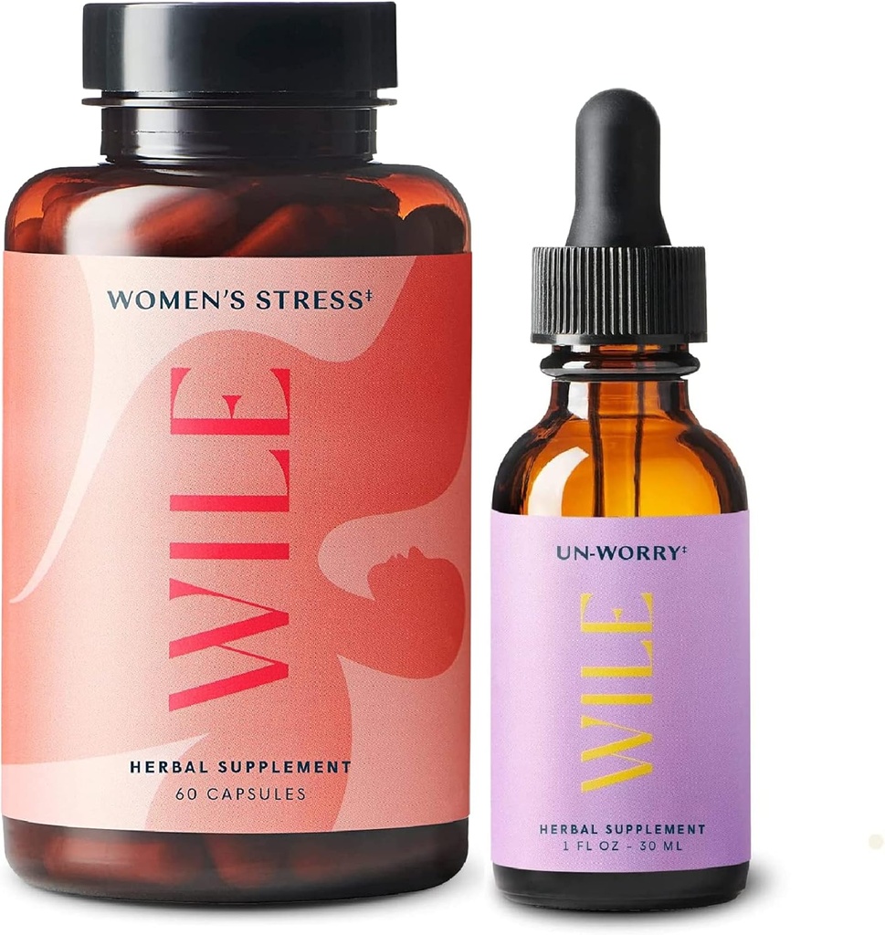 女性のストレス救助の補足及び不心配の低下、2パック、女性のための気分サポート、1本のびんの草の補足60のカプセル及び(1)圧力救助のチンキ、1flのoz