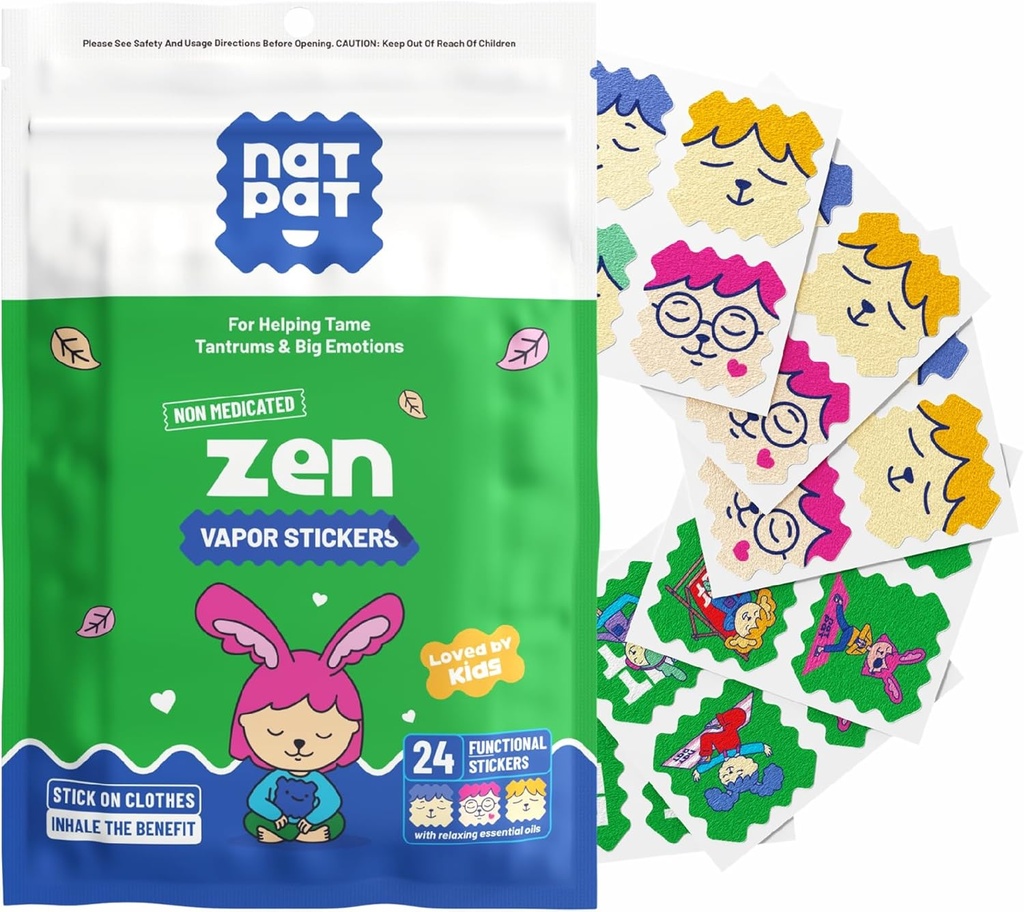 NATPAT Zen Patch Mood Calming Stickers for Kids and 大人 - 化学薬品と薬物無料、リラックス、カルムと感情の規制のための気分のサポート - BuzzPatchナチュラルパッチ(24パック)