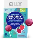OLLY Mellow Buddies L’OLLY Pops, L-Theanine, Choline, Omega-3 ALA, Kids 4+ 栄養補助食品 ロリポップス, Calm Mood & Healthy Brain Function,* ビーガン, Raspberry Flavored, 25 カウント