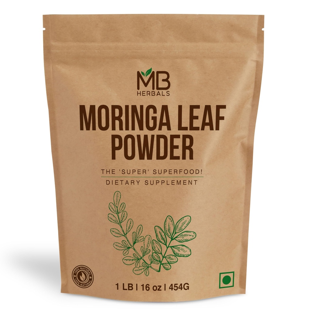 MBの草のモリンガの葉の粉1のlb/16のoz (454のグラム) | 100%の純粋なモリンガの粉 | 飲み物の容易に混合し及びスムージー | 防腐剤無し