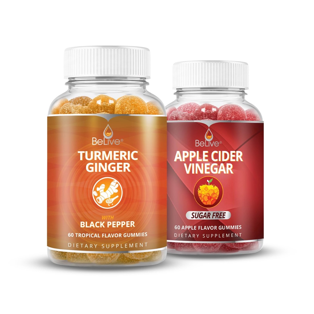BeLiveターメリックとApple Cider Vinegar Inmuneサポート、モビリティサポート、デトックス、クレンジングと消化の健康