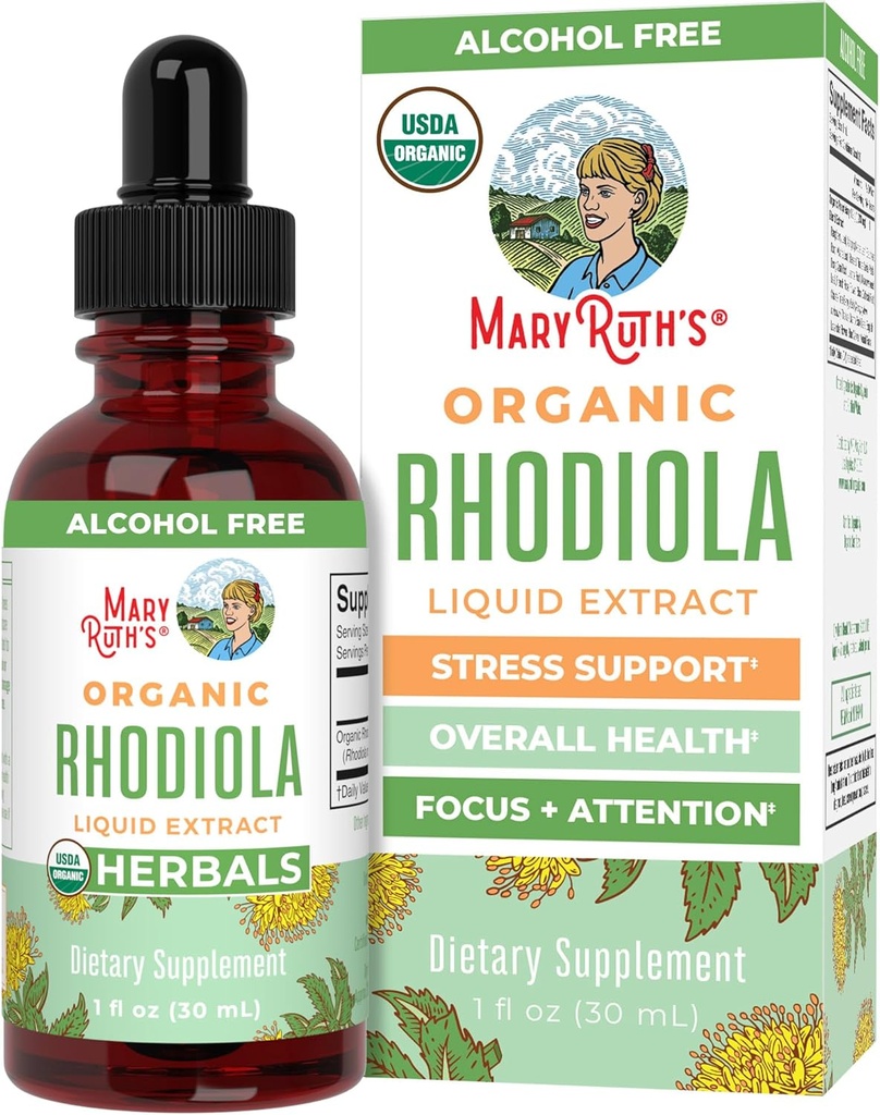 Rhodiola Rosea Supplement by MaryRuth's | USDA Organic Herbal Extract | Nootropic | Focus Supplement | Non-GMO | 30 Servings