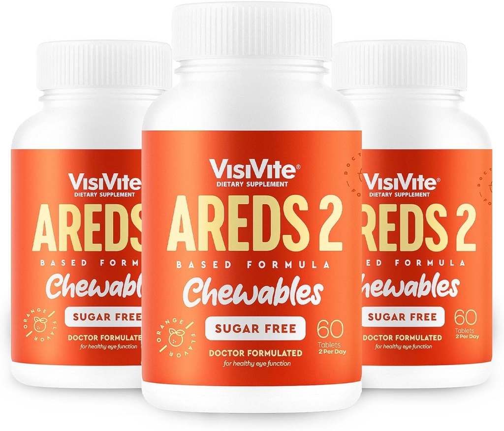 AREDS 2 砂糖なしの目のビタミン - 目のためのルテインガミーの代替 - 目の健康のためのルテイン - プレミアム砂糖のない目のビタミン - (利用可能なタブレット) 3パック