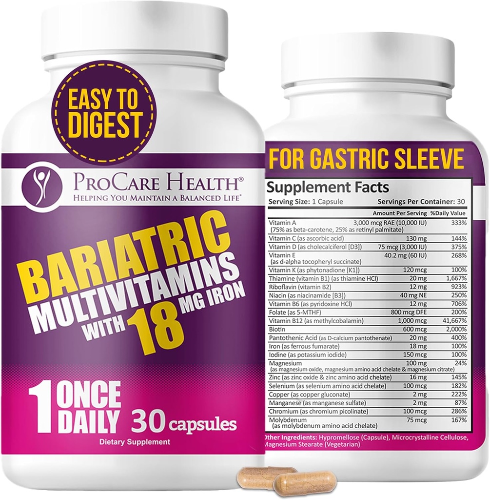 鉄18mgのProCareの健康のBariatricのMultivitamin - 胃のバイパスの丸薬のためのOpのBariatricのビタミンを掲示して下さい - 袖の忍耐強い(1か月の供給)のための持っていなければなりません
