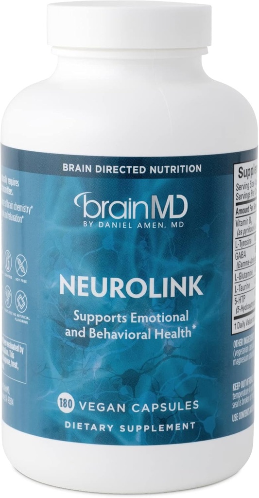 Amen BrainMD NeuroLink - 180カプセル - 最適な脳機能、焦点と集中力を促進 - グルテンフリーグルテンフリー - 45サービング