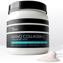 Amino Collagen C with Hyaluronic Acid (60 Servings 16oz_456g) - Non-GMO Marine Collagen Peptides - Hydrolyzed Powder - Unflavored - No Sugar - for Firm Skin, Hydration, and reducing fine Lines