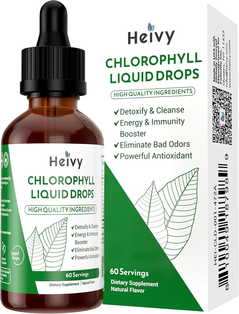 Heivy Chlorophyll の液体の低下、液体の Chlorophyll の補足、内部消臭剤、放射状皮、デトックス、酸化防止、免疫サポート、グルテンフリー、自然な味付け - 2 FL OZ