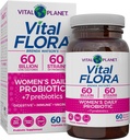 Vital Planet - Vital Flora Women's Daily Probiotics 60 Billion CFU、60 Diverse Strains、7 Organic Prebiotics、Vaginal、Immuneサポート、Bloating、Digestive Health Probiotics for Women 60カプセル