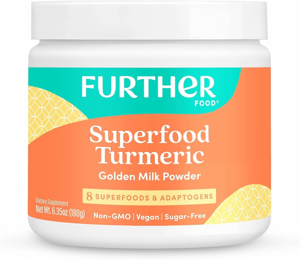 Further Food Best Turmeric Golden Milk Organic Turmeric Powder, Cinnamon, Ginger & Black Pepper Maximum Absorption Joint Health, Gut Health, Sugar-Free, Vegan, Keto (6.35 oz)