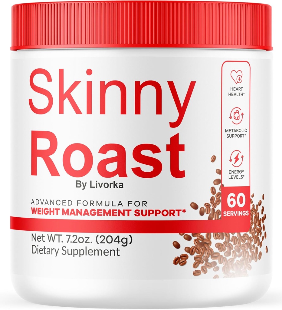 Skinny Roast - Skinny Roast Coffee Advanced Formula, Official SkinnyRoast Organic Powder, Supplement Support Healthy Lifestyle - Premium Natural Formula, 60 Servings for 1 Month