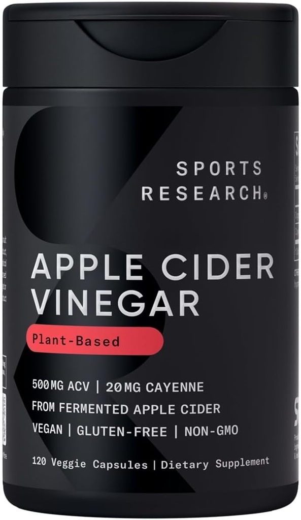 カイエンペッパーとApple Cider Vinegarのスポーツリサーチ | 有機発酵アップルサイダーから作られた - 非GMOプロジェクト検証済み&ビーガン認定(120ベジギーカプセル)