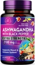 Ashwagandha 2,100 mg - パウダー&ルート抽出物とベジギーカプセルの女性のためのアシュワガンダサプリメント、高吸収のためのブラックペッパー、プラントベース、非GMO、米国でボトル入り - 60ベジギーカプセル