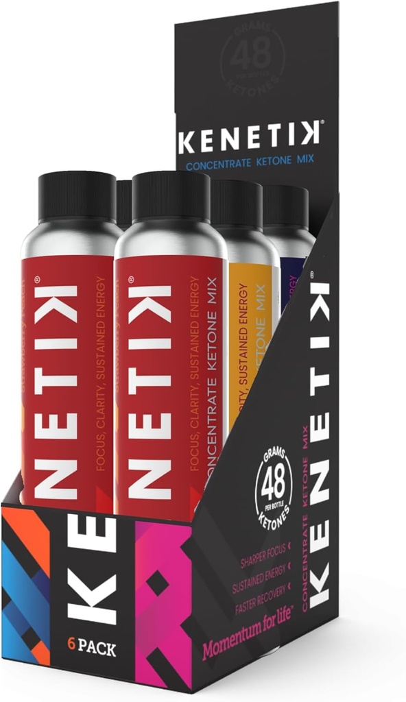 KENETIK Ketoneドリンクミックス, 外因性ケトンブレンド, ケト, カフェイン & 砂糖無料, クリーンエネルギーのためのビーガンサプリメント & メンタルフォーカス, D-BHBとコーヒーの代替 - バラエティ, 6PK