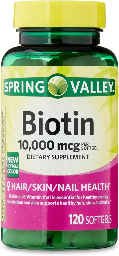 ikj Biotinの毛/皮/釘の健康の食事療法の補足のSoftgels、10,000のmcg、120の計算