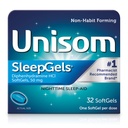 Unisom SleepGels、Nighttime Sleep-aid、Diphenhydramine HCI 50 mg、32 SoftGels