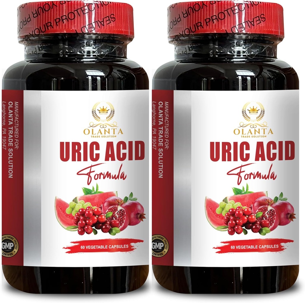 URICの酸サポート-腎臓の草はChanca Piedra、Uricの酸サポート方式、接合箇所の不快、自然な救済 - 2本のびん120のカプセルを補います