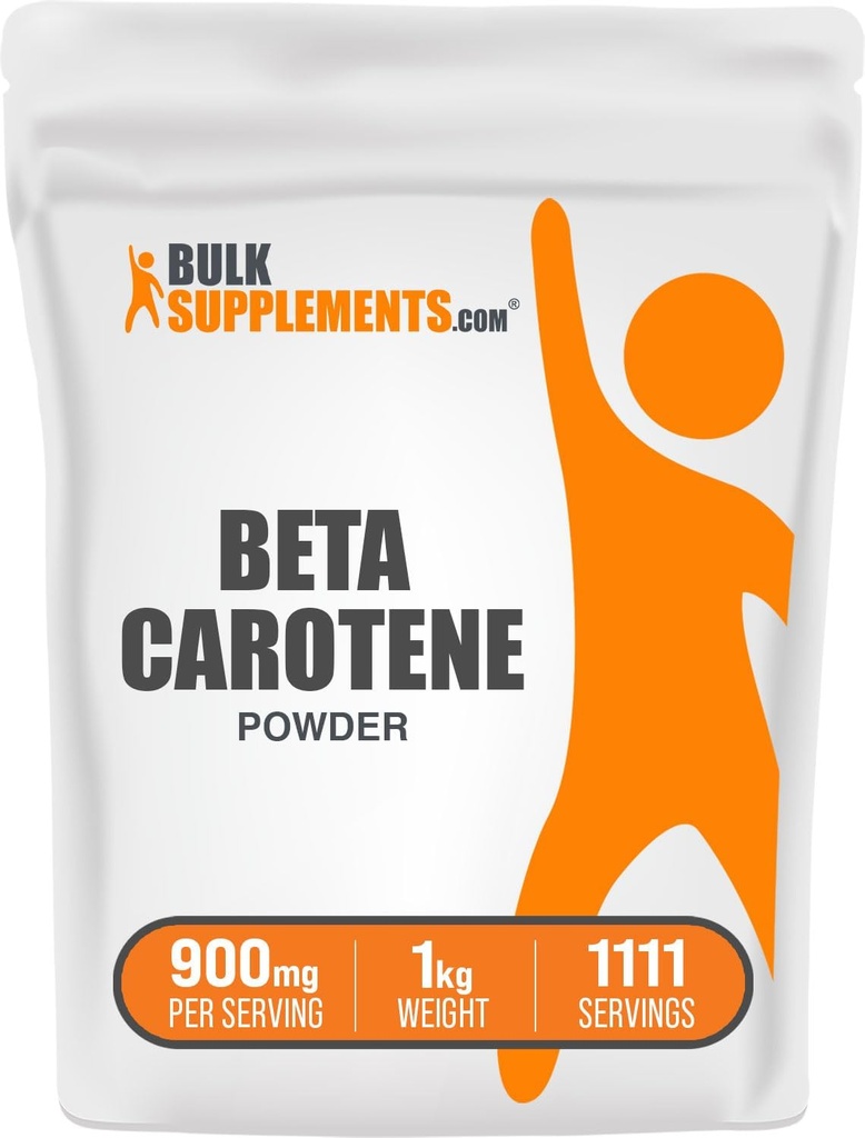 BulkSupplements.comベータカロテンパウダー - ベータカロチンサプリメント、免疫とビジョンのサポートのためのビタミンAサプリメント - グルテンフリー、給食当たり900mg、1kg(2.2ポンド)(パッケージ1)