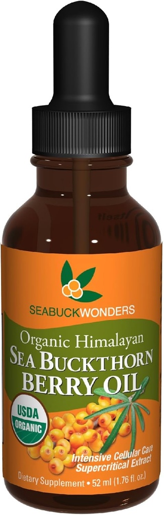 SeabuckWondersの海のBuckthornの果実油、100%は有機性、1.76のFLのOZのびんを証明しました(12のパック)
