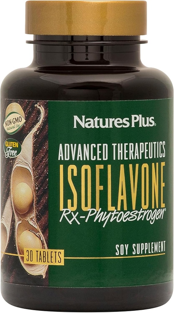 Natures Plus 高度な治療薬 Isoflavone Rx Phytoestrogen - 125 mg、30 ベジタリアン タブレット - Soy サプリメント - 全体的な健康を促進する - 非GMO、グルテンフリー - 30 のサービング