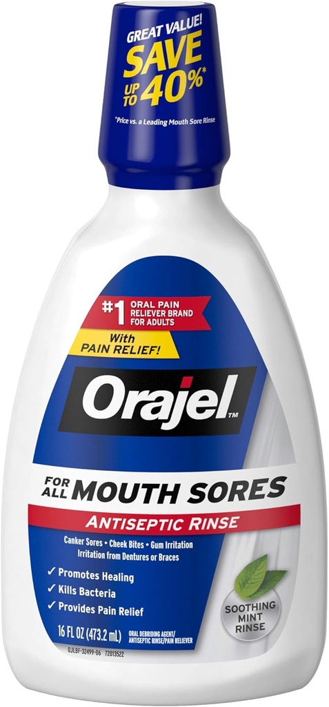 Orajel の防腐剤の口の吸盤、16 の液体 Oz