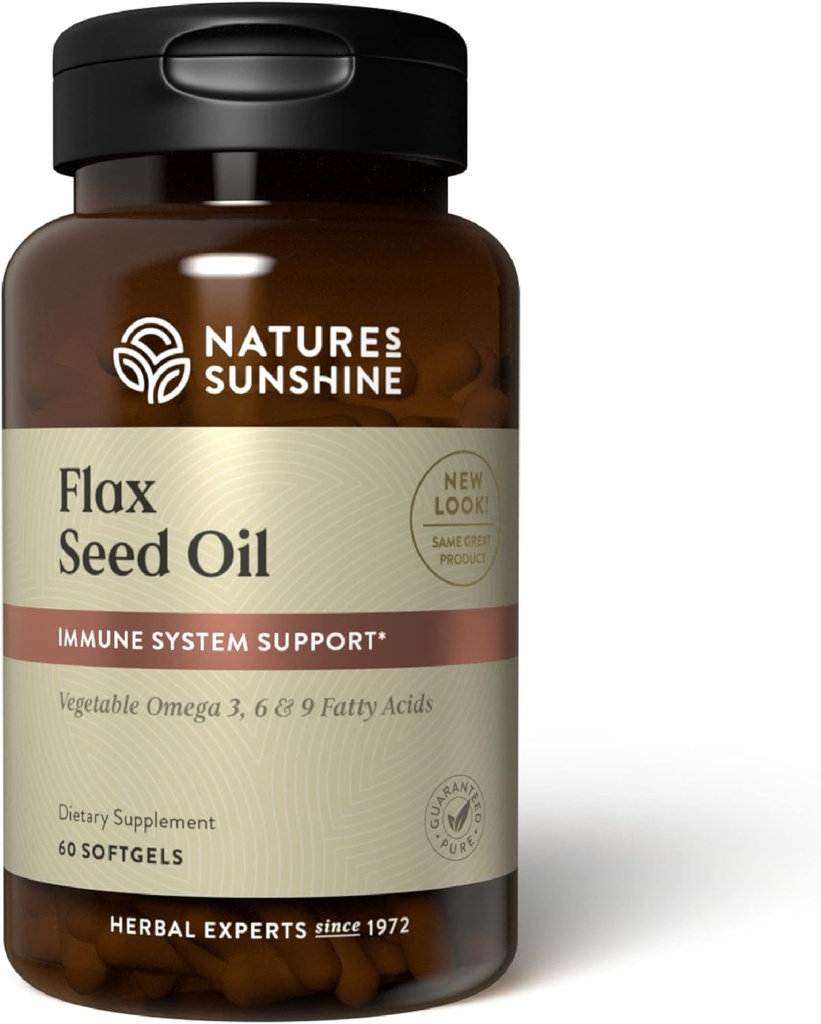 Nature's Sunshine Flax Seed Oil、60 Softgels | 心臓健康脂肪酸の優れたソース、免疫力を高め、 Breastと前立腺の健康をサポートするためのLignansが含まれています