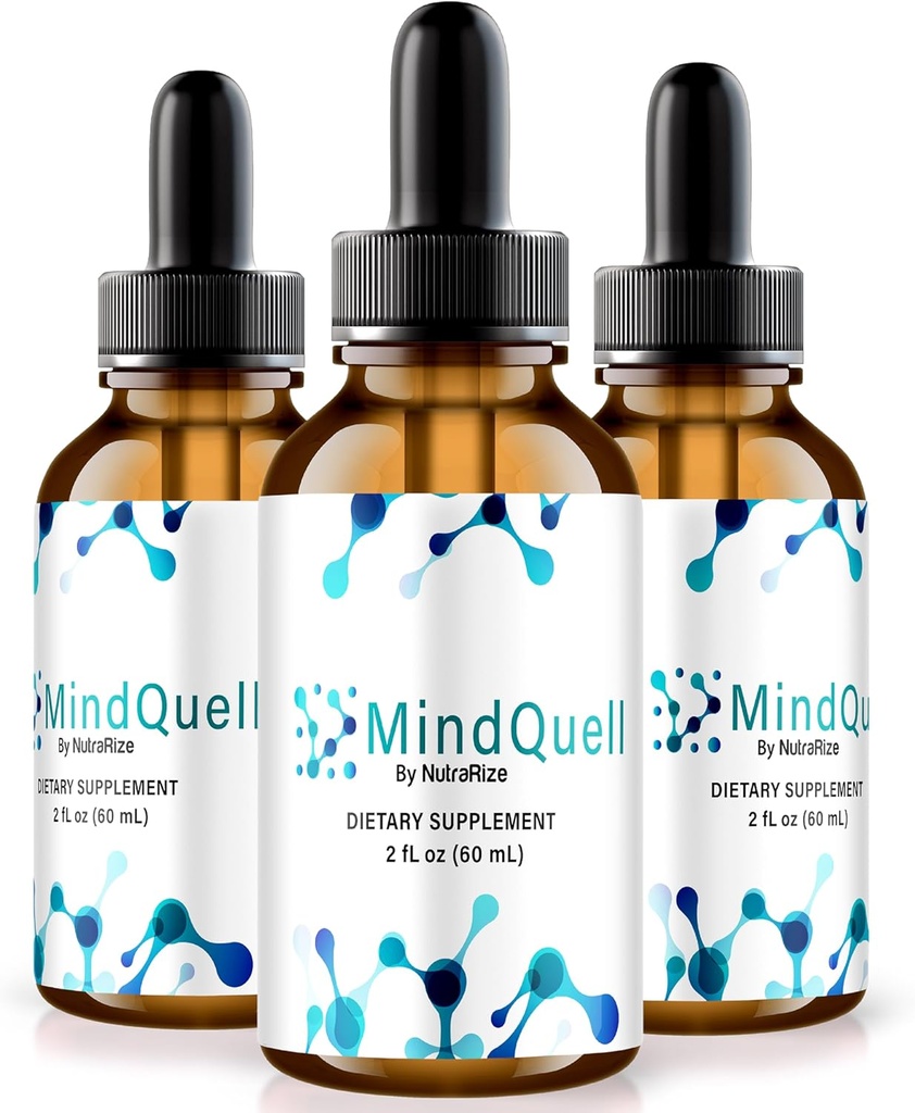 NutraRize (Pack of 3 MindQuell Drops, All-Natural Support Formula, Premium Supplement to Support Focus and Concentration, Official Mind Quell Gotas Review (90 Servings)