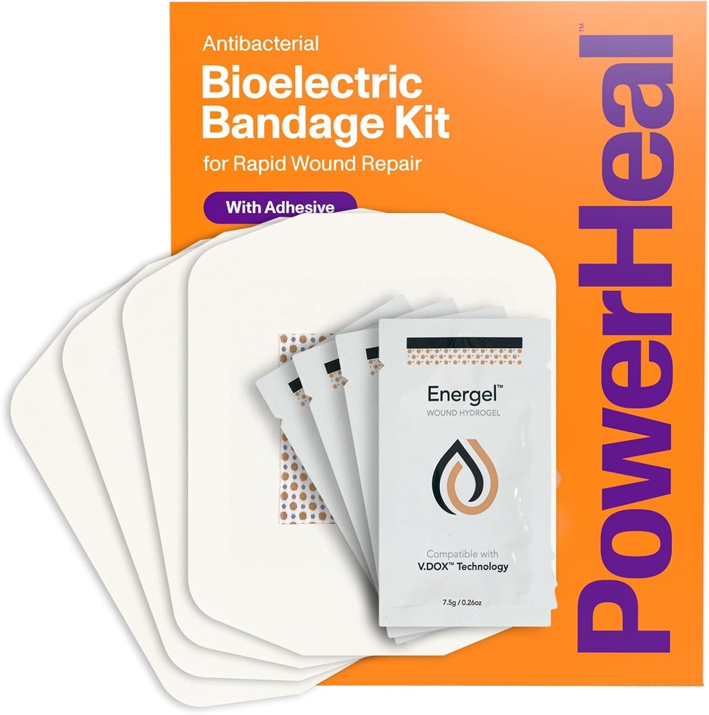 PowerHeal の傷の心配及び速い Healing のための生物電気包帯のキット– 3-Layers w/Bioelectric のパッド、付着力 + 傷の Hydrogel - 切口、研摩剤、まめ、焼跡– 4 パック、4" x 4"