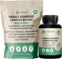 Panax Ginseng&Ginkgo Bilobaは、エネルギー、フォーカス、脳の健康のためのサプリメント | 記憶、ストレスの軽減と循環のための韓国の赤いGinsengカプセル | 自然な認知サポート | 60 カウント | アメリカ製