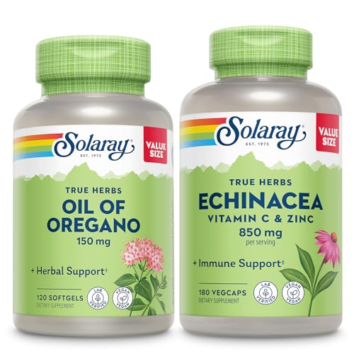 Oregano SoftgelsとEchinacea、VIT C&亜鉛免疫サポートサプリメント - OreganoオイルとEchinaceaカプセルw /ビタミンC 500mgプラスBioflavonoid、ビーガン、60日保証、120ct / 180ct