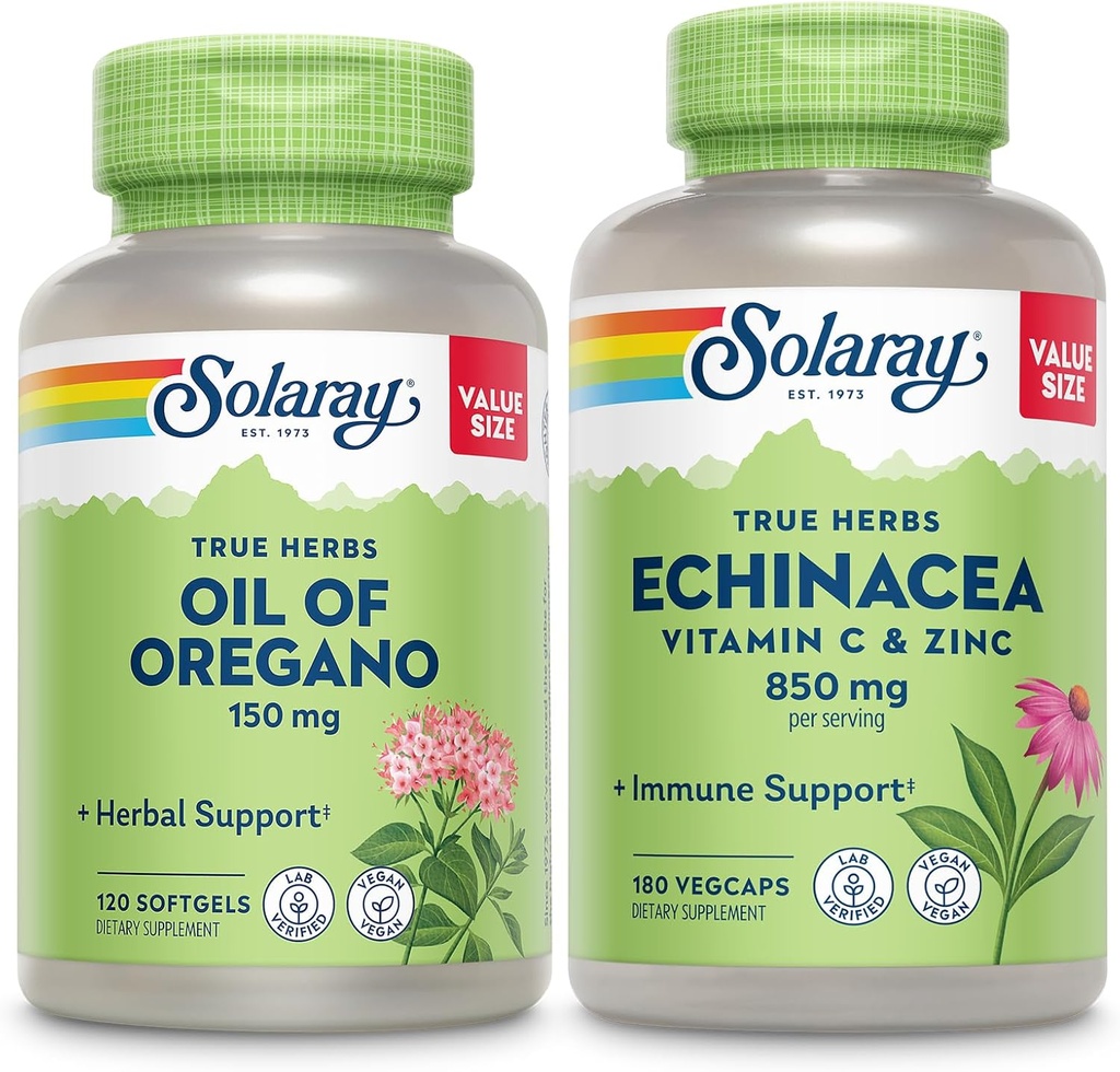 Oregano SoftgelsとEchinacea、VIT C&亜鉛免疫サポートサプリメント - OreganoオイルとEchinaceaカプセルw /ビタミンC 500mgプラスBioflavonoid、ビーガン、60日保証、120ct / 180ct