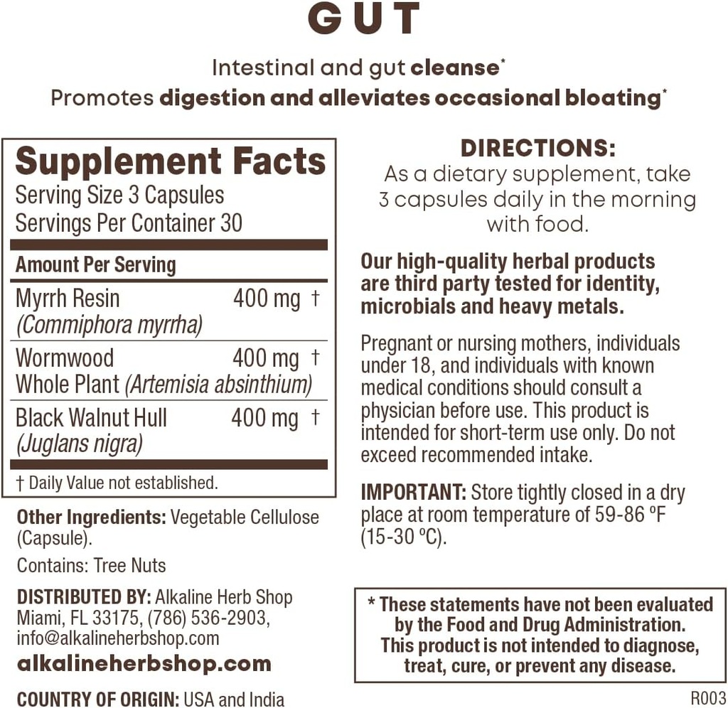 Alkaline Herb Shop Gut Supplement 90 Capsules