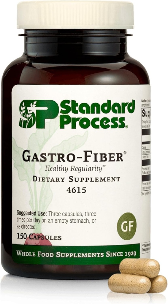 標準的なプロセスGastro-Fiber - 消化の健康のための栄養補助食品 - Gut Healthをサポート -グルテンフリー&非大豆 - 150カプセル(50のサービング)