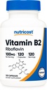 NutricostビタミンB2(リボフラビン)100mg、120カプセル - グルテンフリーで非GMO