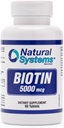 Biotin 60 Tablets 5000 mcg by Natural Systems | Biotin Hair Growth Support Pills | Hair Skin Nails Vitamins for Men and Women | Biotin Supplement Improves Cell Growth