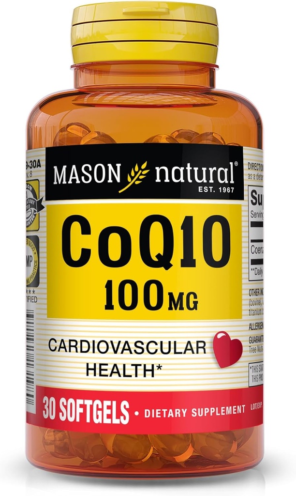 MASON NATURALのCo Q10 100のmg -健康な中心および細胞エネルギーの生産、サポート心血管の健康、30のSoftgels
