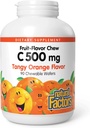 自然な要因, ビタミンC 500 mg, 健康な骨や歯をサポートするために咀嚼可能な子供, タンジーオレンジ, ビーガン, 非GMO, 90ウェーハ (90 サービング)