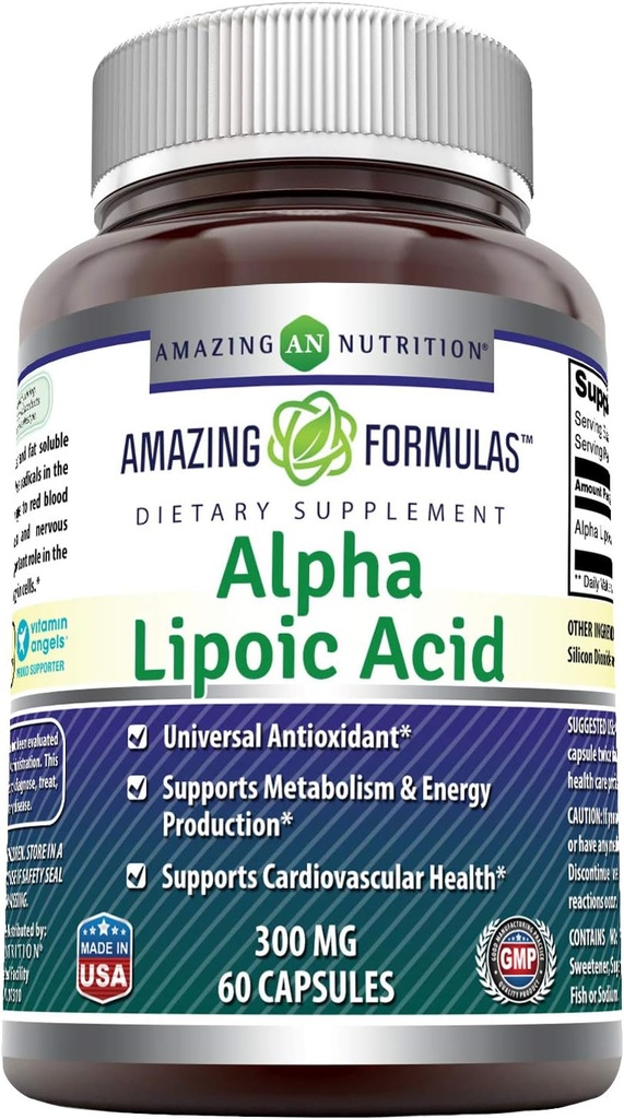Amazing Formulas Alpha Lipoic Acid 300 mg Capsules Supplement | Non-GMO | Gluten Free | Made in USA (60 Count)