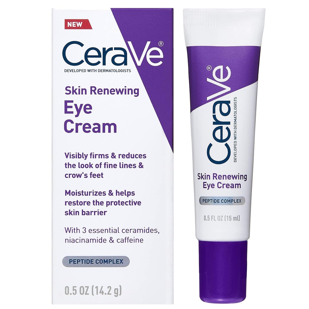 しわのためのCeraVeの皮の更新の目のクリーム、ペプチッド+カフェイン+ナイアシンアミドが付いている目のクリームの下、しわ及び額のフィート、パラベンはテストしました