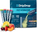 DripDrop Hydration Packets - サンバーストバラエティパック - シングルセルブ電解液パウダードリンクミックス - レモンライム、イチゴ、ピーチ、ブラックチェリー - 非GMO、グルテンフリー、ビーガン - 32スティック