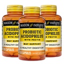 MASON NATURALのプロバイオティックのAcdophilus、150の日の供給、Pectin及びカルシウム、100のカプセルとの規則性そして正常な消化を支えて下さい(3のパック)