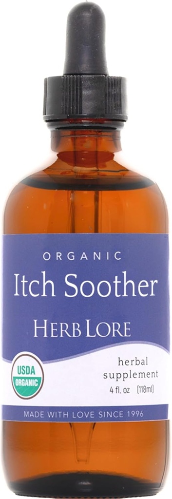 Herb Lore Organic Itch Soother Tincture - Soothes Itchy Pregnancy Skin & Rash, Liquid Milk Thistle, Dandelion & Yellow Dock Liver Support Supplement Drops (4 fl oz)