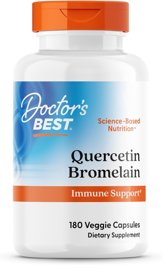 Doctor's Best Quercetin Bromelain, Immunity Support Capsule, Heart, Joint & Healthy Respiratory System, Non-GMO, Vegan, Gluten Free, Soy Free,180 VC